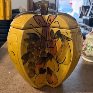 Vintage Yellow Fruit-Themed Ceramic Jar